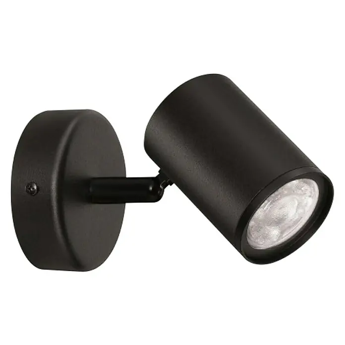 Philips Wiz Regleta LED inteligente - 5 W, L x An x Al: 12,3 x 8 x 10,5 cm, Negro, Negro, RGBW, 1 ud. - Lámpara de pared negra con foco ajustable para una iluminación enfocada. Ideal para iluminación de acento en espacios de vida.