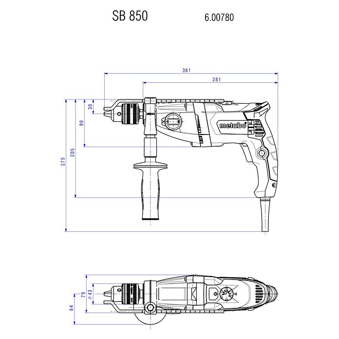 Metabo Kombihammer KHE 2860 Quick Set (880 W, 3,2 J, SDS-Plus-Aufnahme) | BAUHAUS