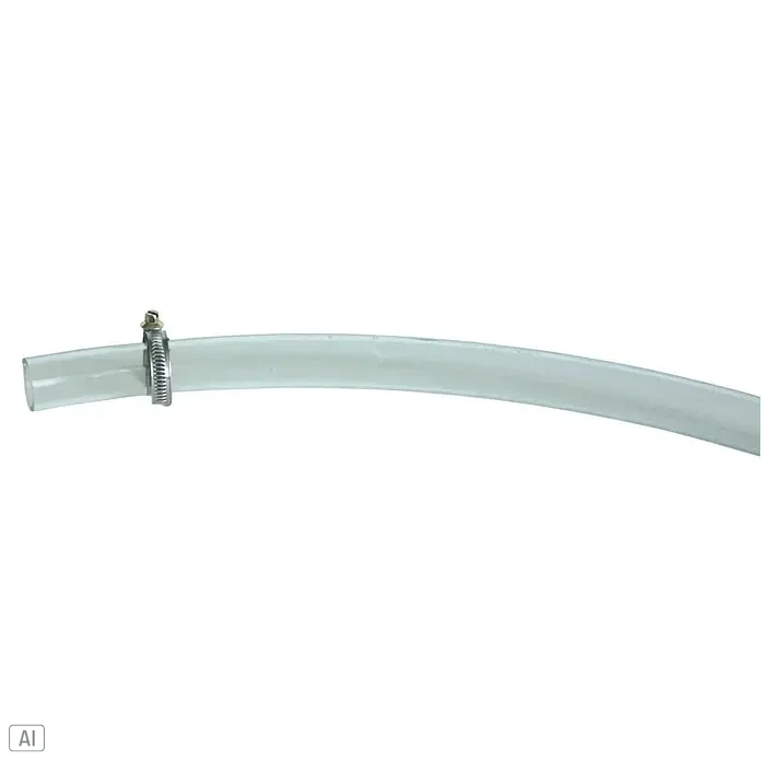 AL-KO PVC-Schlauch - Ø x L: 41,9 mm x 6 m - Klares PVC-Rohr mit einer Schlauchschelle befestigt, ideal für verschiedene Anwendungen. Die Schelle sorgt für eine sichere und dichte Verbindung.