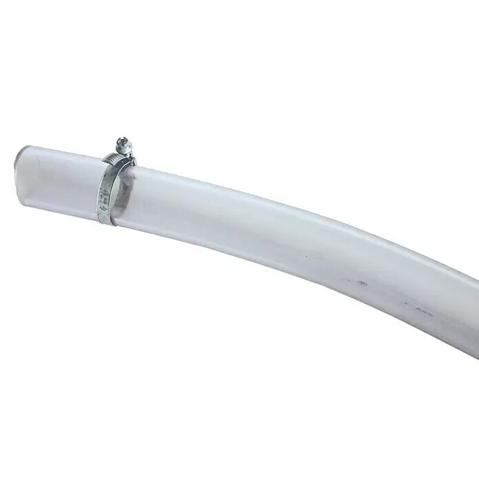 AL-KO PVC-Schlauch - Ø x L: 47,8 mm x 6 m - Transparenter flexibler Schlauch mit einer silbernen Metallschlauchschelle.