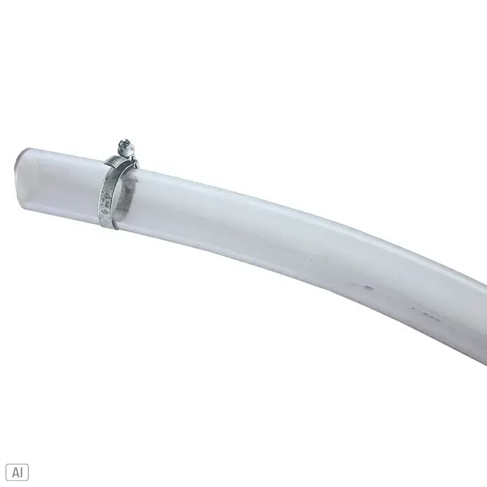 AL-KO PVC-Schlauch - Ø x L: 47,8 mm x 6 m - Transparenter flexibler Schlauch mit einer silbernen Metallschlauchschelle.