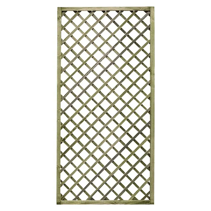 Cerland Celosía para exterior Premices - 90 x 180 cm, Madera, Natural - Aquí hay un panel de celosía de madera diagonal rectangular con marco, ideal para el jardín.