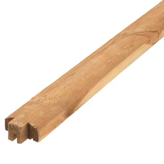 Cerland Poste para cercado en M - Altura: 3 cm, Natural, Madera - Vista detallada de un poste de madera con machihembrado. Ideal para la construcción de vallas u otras estructuras de madera, estable y duradero.