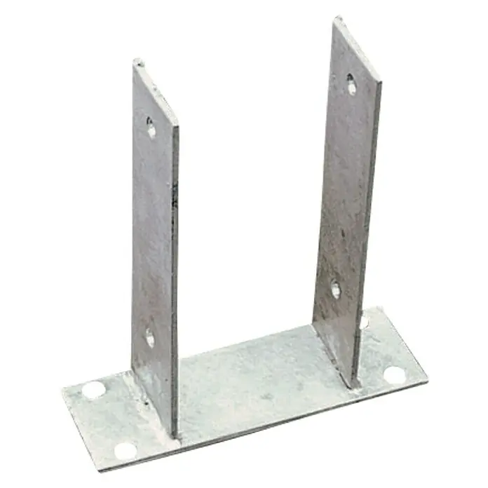 Cerland Soporte para poste en 'U' - L x An: 7 x 7 cm, Acero - Soporte metálico para postes con placa base para una fijación segura. Robusto y duradero, ideal para exteriores.