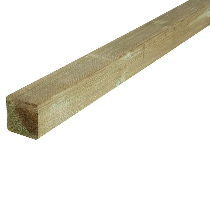 Cerland Poste para valla - L x An x Al: 180 x 7 x 7 cm, Marrón, Madera - Primer plano de un poste de madera tratada a presión, ideal para proyectos de construcción al aire libre, que ofrece estabilidad y resistencia a la intemperie.