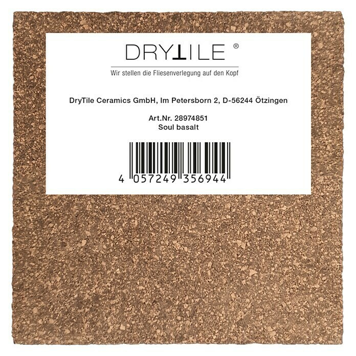 DryTile Handmuster Soul15 cm x 15 cm x 12,5 mm, Basalt Front View