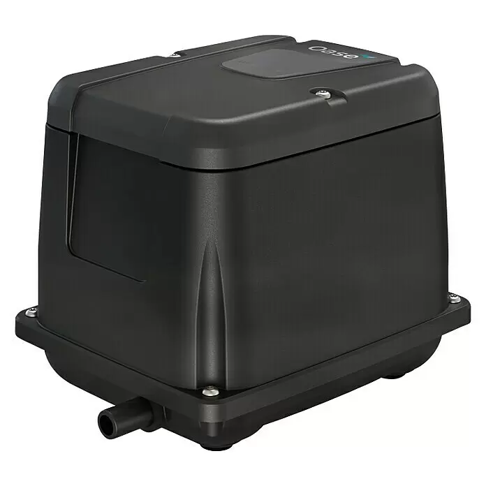 Oase Teichbelüfter AQUA OXY - 125 W, Max. Fördermenge: 7.500 l/h - Schwarze rechteckige Oase Teichbelüfterpumpe mit Auslassdüse.