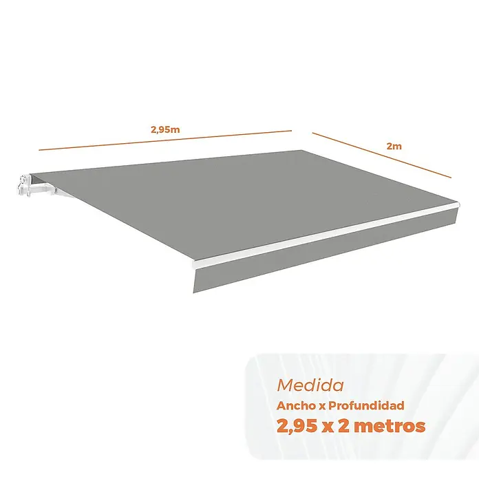 SmartSun Toldo de brazos extensibles Original Kit Polie - Gris claro, Ancho: 3 m, Caída: 2 m - Un toldo con dimensiones de 2,95 x 2 metros, perfecto para proporcionar sombra y protección en exteriores.