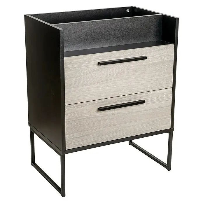 BAUHAUS Jannik Badmöbel-Set - Gesamtbreite Badmöbel: 61 cm, Steinesche/Anthrazit, Matt, Mit Badregal, 5 -tlg. - Dieser moderne Waschtischunterschrank mit zwei Schubladen ist die perfekte Ergänzung für jedes Badezimmer. Das Möbelstück besticht durch sein stilvolles Design.