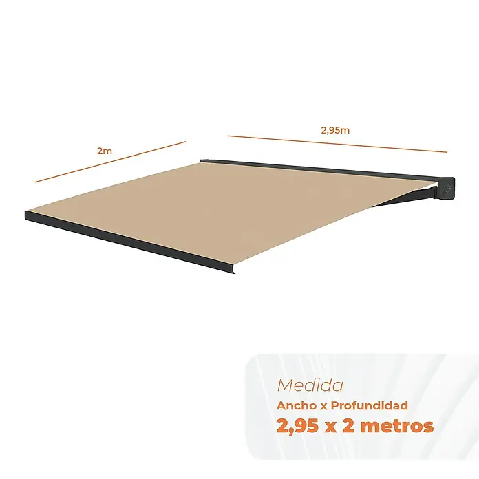 SmartSun Toldo con motor Fiji - Beige arena, Ancho: 3 m, Caída: 2 m - Toldo con dimensiones de 2,95 x 2 metros. El toldo robusto y elegante ofrece una protección solar óptima para su espacio exterior.