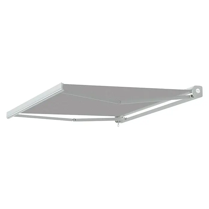 SmartSun Toldo de brazos extensibles Fiji - Gris piedra, Ancho: 4 m, Caída: 3 m - Un toldo retráctil, ideal para proporcionar sombra y protección contra el sol y el clima. El toldo está en un tono de color claro.