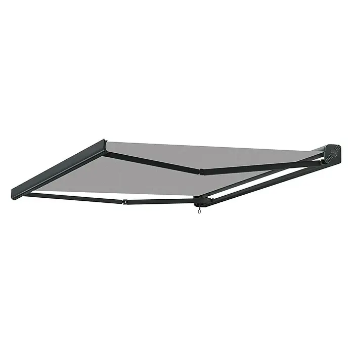 SmartSun Toldo con motor Fiji - Gris piedra, Ancho: 3 m, Caída: 2 m - Aquí hay un primer plano de un elegante toldo retráctil en gris, que ofrece una protección solar óptima. Ideal para patio y balcón.