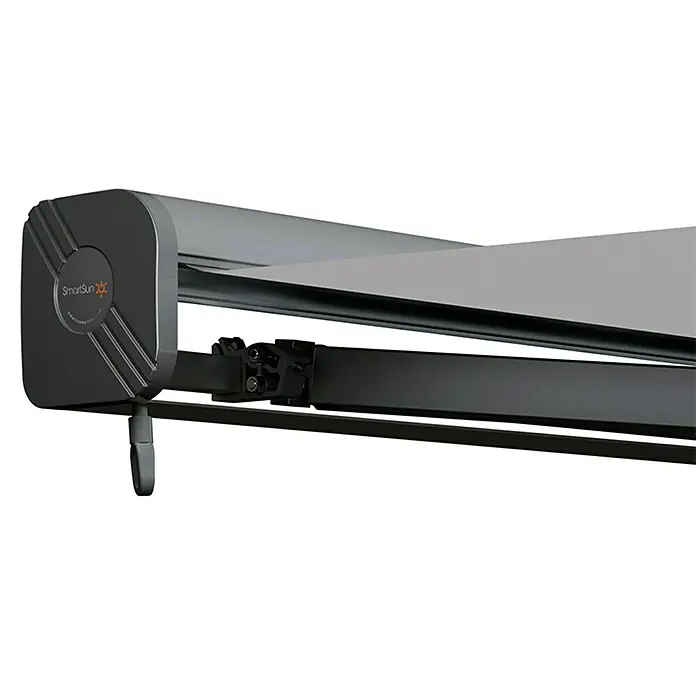 SmartSun Toldo con motor Fiji - Gris piedra, Ancho: 3 m, Caída: 2 m - Primer plano de un toldo SmartSun que ofrece un diseño elegante y protección solar en uno. Ideal para exteriores.