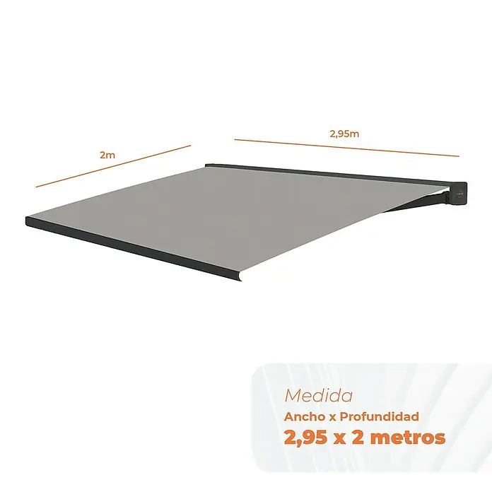 SmartSun Toldo con motor Fiji - Gris piedra, Ancho: 3 m, Caída: 2 m - Imagen de un toldo de 2,95 x 2 metros, que ofrece una solución de sombra elegante y funcional para espacios exteriores.