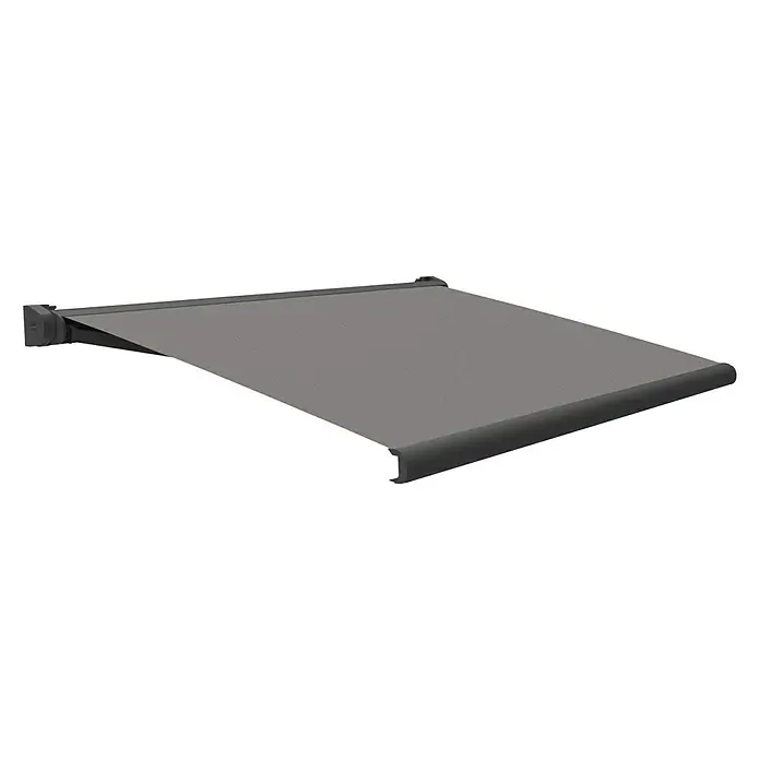 SmartSun Toldo con motor Capri - Gris piedra, Ancho: 4 m, Caída: 3 m - La imagen muestra un elegante toldo gris, perfecto para proporcionar sombra y comodidad en espacios exteriores. Ofrece una protección solar estilosa.