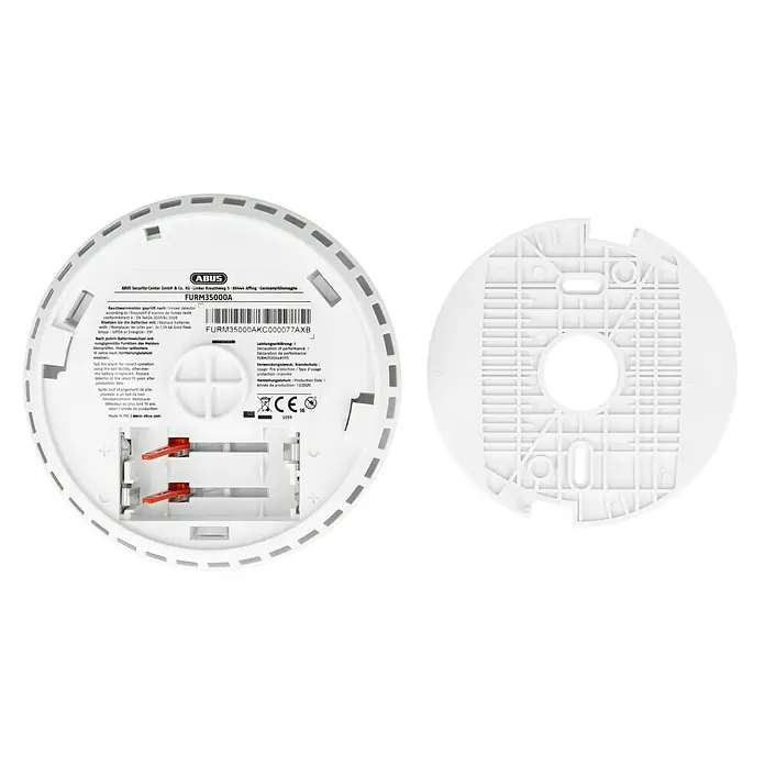 Abus Smartvest Funkrauchwarnmelder FURM35000A - Weiß - Rauchmelder ABUS FURM35000A mit Batteriefach und Montageplatte. Zuverlässiger Schutz mit CE-Kennzeichnung für Sicherheit im Haus.