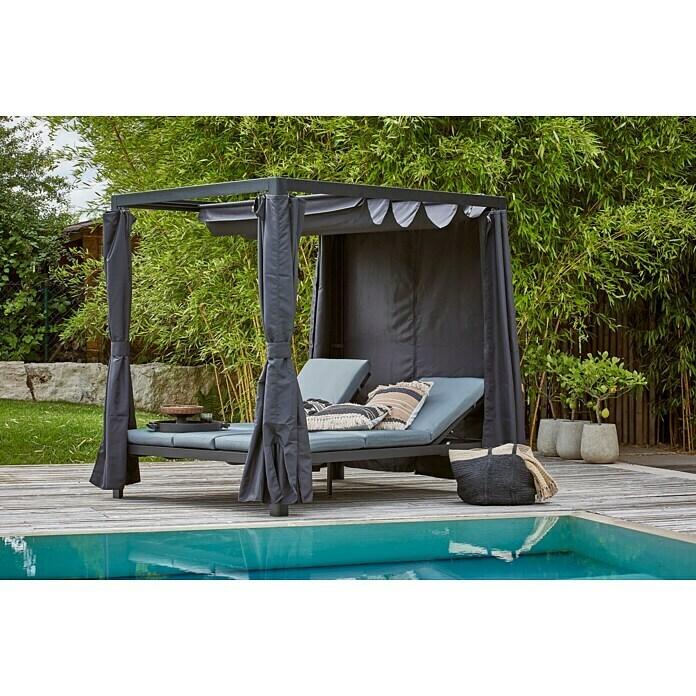 Sunfun Melina LoungeliegeL x B x H: 206 x 167 x 200 cm, Metall, Schwarz Mood Shot