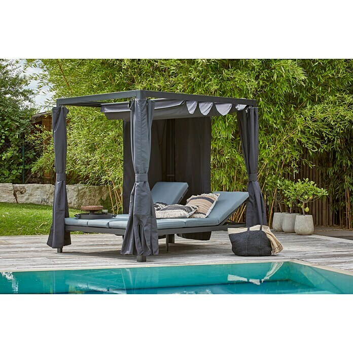 Sunfun Melina LoungeliegeL x B x H: 206 x 167 x 200 cm, Metall, Schwarz Mood Shot