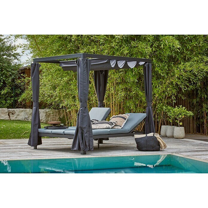 Sunfun Melina LoungeliegeL x B x H: 206 x 167 x 200 cm, Metall, Schwarz Mood Shot