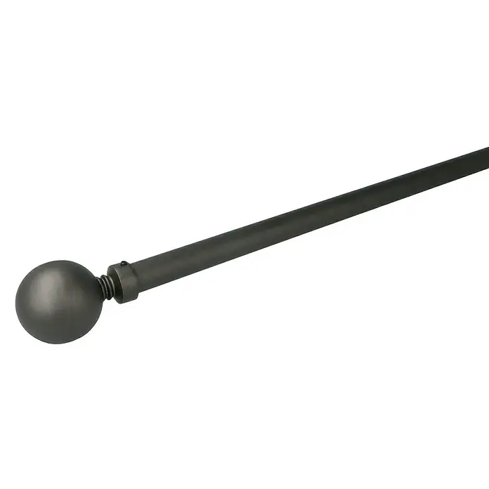 Expo Ambiente Endstück Home - Eisenoptik-brush, Geeignet für: Gardinenstangen Ø 20 mm - Elegante, mattschwarze Gardinenstange mit dekorativer Kugel für stilvolle Fensterdekoration und modernes Wohnambiente.