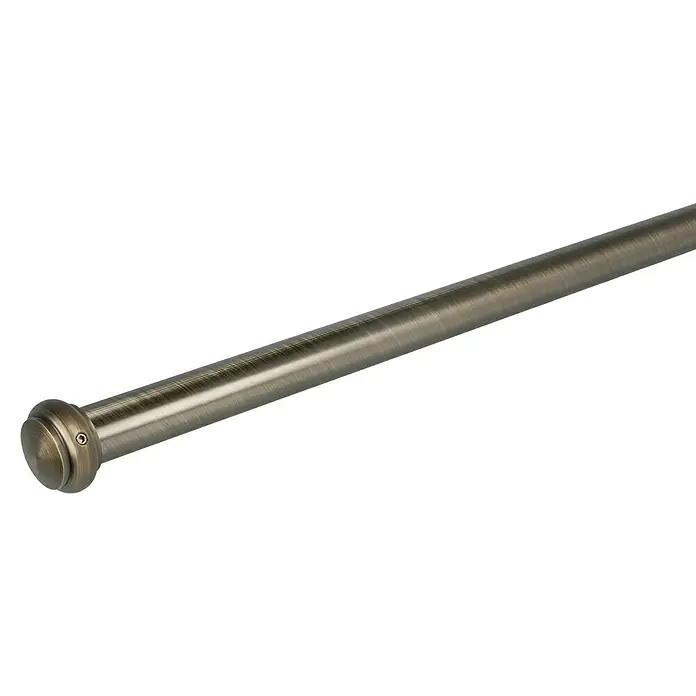Expo Ambiente Endstück Cap-Victory - Brüniert, Geeignet für: Gardinenstangen Ø 20 mm, 2 Stk. - Nahaufnahme einer bronzefarbenen Vorhangstange mit Endstück, ideal für stilvolle Fensterdekoration.\n