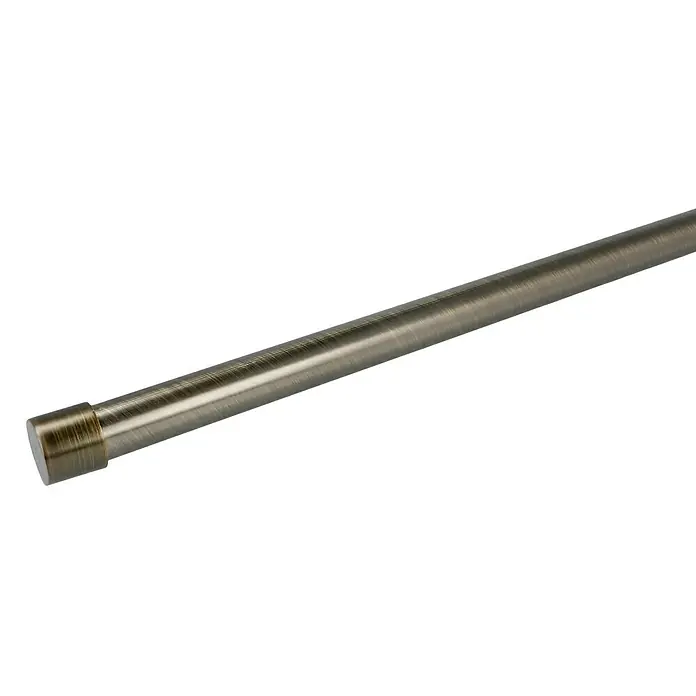 Expo Ambiente Endstück Cap - Brüniert, Geeignet für: Gardinenstangen Ø 20 mm, 2 Stk. - Nahaufnahme einer Gardinenstange aus Metall mit Endstück vor schwarzem Hintergrund. Die Stange wirkt robust und elegant.