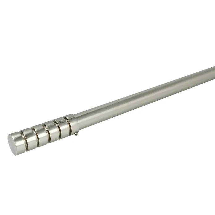 Expo Ambiente Endstück Rillcube - Edelstahloptik, Geeignet für: Gardinenstangen Ø 20 mm, 2 Stk. - Stange aus gebürstetem Nickel mit abgestuften Enden, ideal für moderne Fensterdekorationen. Vielseitig und elegant.