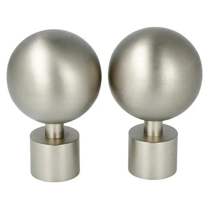 Expo Ambiente Endstück Ball-Classic - Edelstahloptik, 20 mm - Zwei Endstücke mit Kugelkopf für Vorhangstangen, in silbernem Finish. Dekoratives Zubehör für Gardinenstangen.