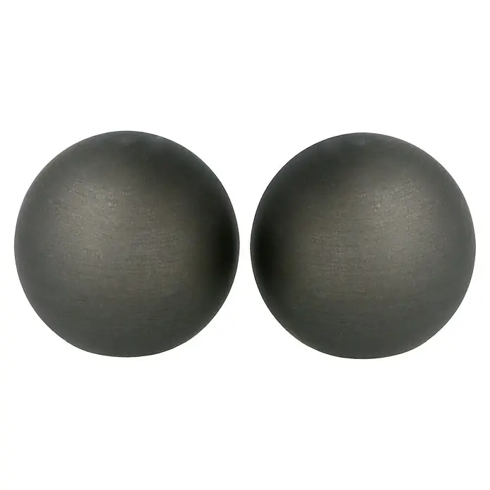 Expo Ambiente Endstück Ball - Eisenoptik-brush, Geeignet für: Gardinenstangen Ø 20 mm, 2 Stk. - Zwei mattschwarze Stahlkugeln, perfekt für Industrieanwendungen, zeichnen sich durch Robustheit und Präzision aus.