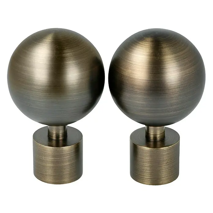 Expo Ambiente Endstück Ball-Classic - Brüniert, Geeignet für: Gardinenstangen Ø 20 mm, 2 Stk. - Zwei dekorative Vorhangstangen-Endstücke mit Kugelform und gebürsteter Bronze-Optik für eine elegante Fensterdekoration.