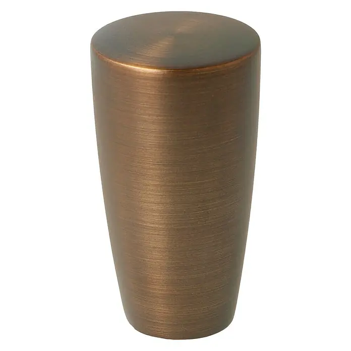 Expo Ambiente Endstück Noble - Bronze, Geeignet für: Gardinenstangen Ø 25 mm - Nahaufnahme eines einzelnen bronzefarbenen Möbelknopfs, der ein elegantes und stilvolles Design aufweist.