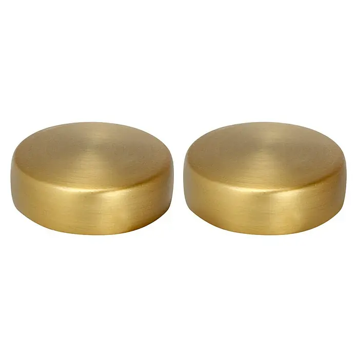 Expo Ambiente Endstück Cap - Messingoptik matt, Geeignet für: Gardinenstangen Ø 25 mm, 2 Stk. - Zwei goldfarbene Möbelknöpfe aus Metall. Ideal, um Möbeln einen edlen Akzent zu verleihen und das Interieur stilvoll aufzuwerten.