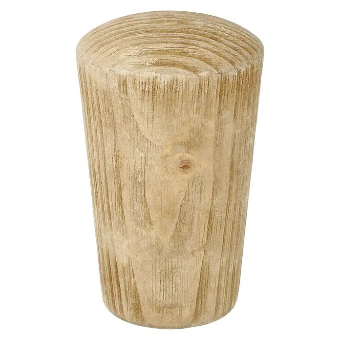 Expo Ambiente Endstück Noble - Eiche, Geeignet für: Gardinenstangen Ø 28 mm - Ein gedrechselter Holzknopf mit abgerundeter Oberseite und sichtbarer Maserung. Ideal für Möbel oder Bastelprojekte.