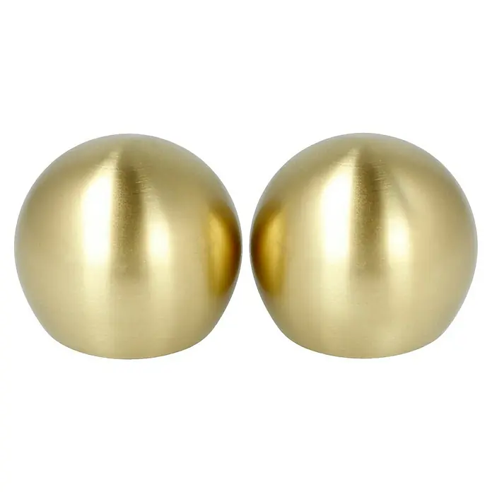 Expo Ambiente Endstück Ball - Messingoptik matt, Geeignet für: Gardinenstangen Ø 25 mm - Zwei goldene Kugeln, glänzend und modern, perfekt als dekorative Akzente für jeden Raum. Stilvolle Accessoires, die Eleganz und Wärme ausstrahlen.