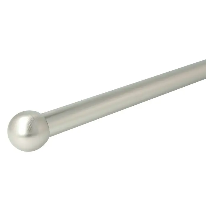Expo Ambiente Endstück Ball - Edelstahloptik, Durchmesser: 40 mm - Nahaufnahme einer Gardinenstange mit kugelförmigem Abschluss, elegantes Design für stilvolle Fensterdekoration.