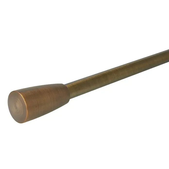 Expo Ambiente Endstück Noble - Bronze, Geeignet für: Gardinenstangen Ø 25 mm - Nahaufnahme eines goldenen Stabes mit konischem Griffstück. Elegantes Design für vielfältige Anwendungen.