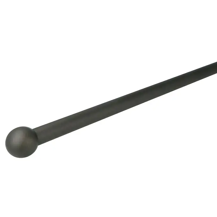 Expo Ambiente Endstück Ball - Eisenoptik-brush, Geeignet für: Gardinenstangen Ø 20 mm, 2 Stk. - Nahaufnahme eines schwarzen Duschvorhanghakens mit Kugelende und schlankem Schaft, perfekt für moderne Badezimmer.
