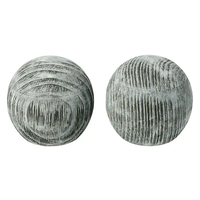 Expo Ambiente Endstück Ball - Grau, Geeignet für: Gardinenstangen Ø 28 mm - Zwei dekorative Kugeln mit gerillter Oberfläche, ideal als stilvolle Wohnaccessoires oder für besondere Dekorationen.
