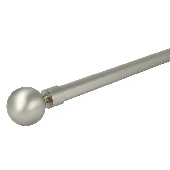 Expo Ambiente Endstück Ball-Classic - Edelstahloptik, 20 mm - Eine silberne Gardinenstange mit einer kugelartigen Endkappe, die das moderne Design betont und Funktionalität vereint.