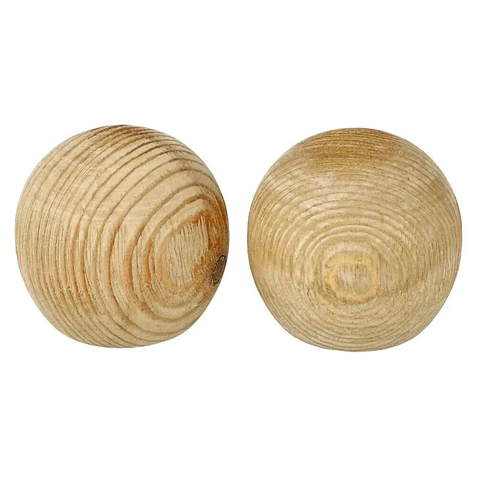 Expo Ambiente Endstück Ball - Eiche, Geeignet für: Gardinenstangen Ø 28 mm - Zwei Holzkugeln mit einer schönen Holzmaserung, ideal für Dekorationszwecke.
