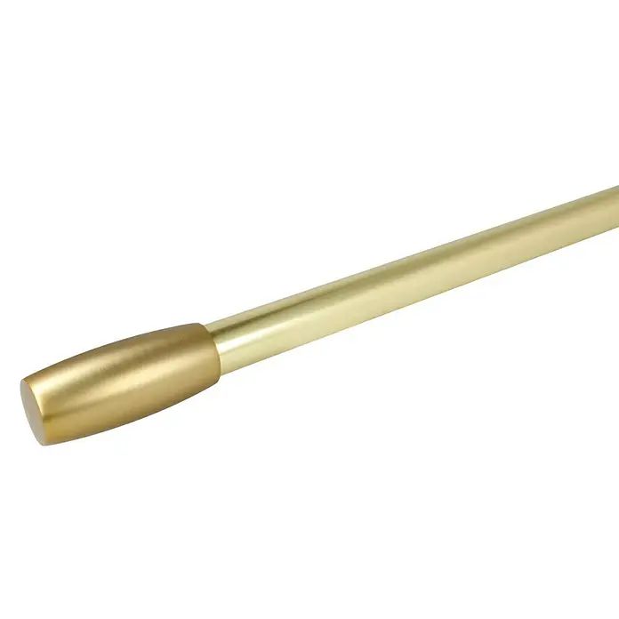 Expo Ambiente Endstück Cubus - Messingoptik matt, Geeignet für: Gardinenstangen Ø 25 mm - Goldener Stab mit abgerundetem Ende auf schwarzem Hintergrund, ideal für Inszenierungen und dekorative Zwecke.