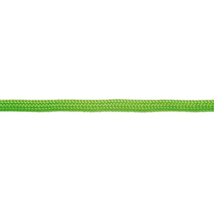 Glorex Bastelband Paracord - 2 Stk., Hellgrün, 500 cm - Nahaufnahme eines grünen Seils, das durch seine geflochtene Textur und lebendige Farbe besticht. Ideal für diverse Anwendungen.