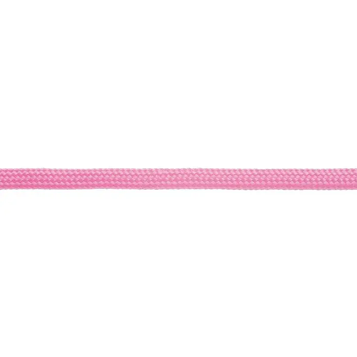 Glorex Bastelband Paracord - 2 Stk., Rosa, 500 cm - Nahaufnahme einer rosa geflochtenen Schnur. Das Produkt ist ein dekoratives Accessoire mit feiner Textur.