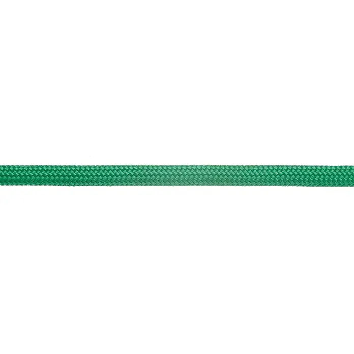 Glorex Bastelband Paracord - 2 Stk., Grün, 500 cm - Nahaufnahme eines grünen geflochtenen Seils, das seine robuste Textur und lebendige Farbe hervorhebt. Perfekt für Outdoor-Aktivitäten.