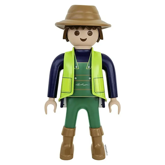 Lechuza Dekofigur Playmobil - Gärtner, L x B x H: 33 x 27 x 68 cm, Kunststoff - Playmobil Gärtnerfigur mit Hut, grüner Latzhose und gelber Weste. Ideal zum Spielen und Sammeln für Gartenliebhaber und Playmobil-Fans.