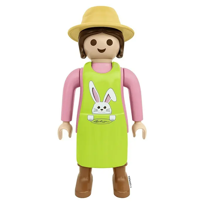 Lechuza Dekofigur Playmobil - Gärtnerin/Hase, L x B x H: 33 x 27 x 68 cm, Kunststoff - Playmobil-Figur einer Gärtnerin mit gelbem Hut und grünem Häschen-Schurz, die eine charmante und spielerische Note verleiht.