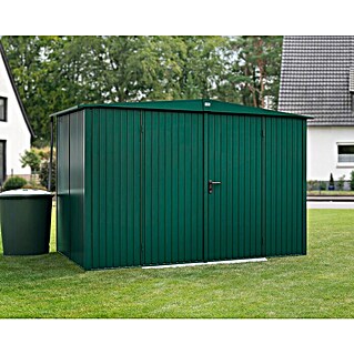 Hörmann Gerätehaus Trend Typ 3 (Außenmaß inkl. Dachüberstand (B x T): 312 x 231,5 cm, Moosgrün, Doppeltür)
