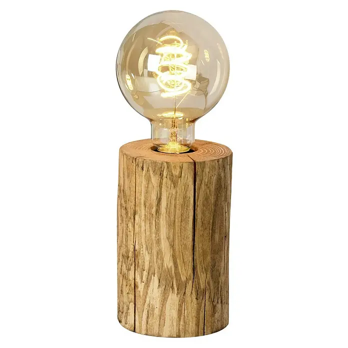 Spotlight Deko-Tischleuchte Trabo Table - 25 W, Braun/Gebeizte Kiefer, E27 - Die moderne Tischleuchte mit rustikalem Holzsockel und dekorativer Glühbirne sorgt für eine gemütliche Atmosphäre. Ideal als Akzentbeleuchtung.