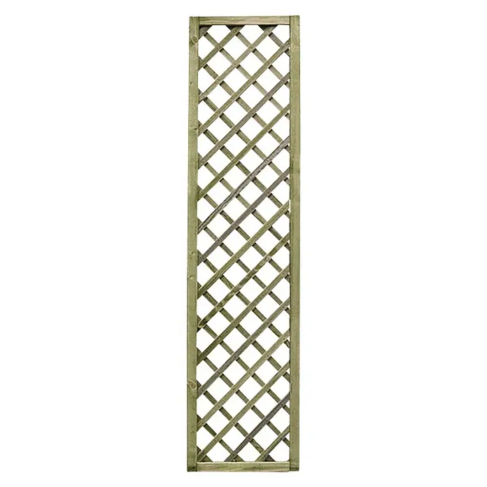 Cerland Celosía para exterior Premices - 40 x 180 cm, Madera, Natural - Esta imagen muestra una celosía de jardín de madera con un patrón de rombos, ideal para plantas trepadoras. Ofrece estilo y funcionalidad.