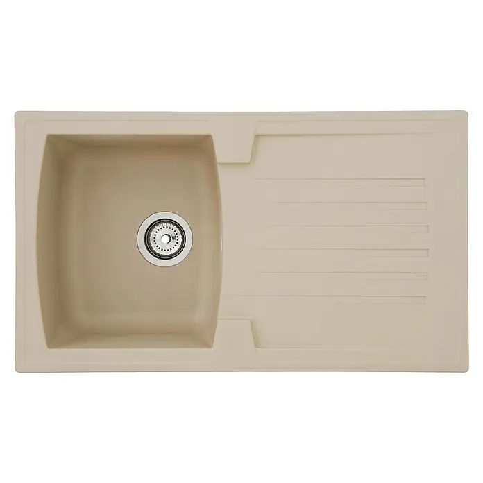Respekta Einbauspüle Boston - 86 x 50 cm, Sandbeige - Beige Küchenspüle mit Abtropffläche. Die Spüle hat ein modernes Design und ist ideal für jede Küche.